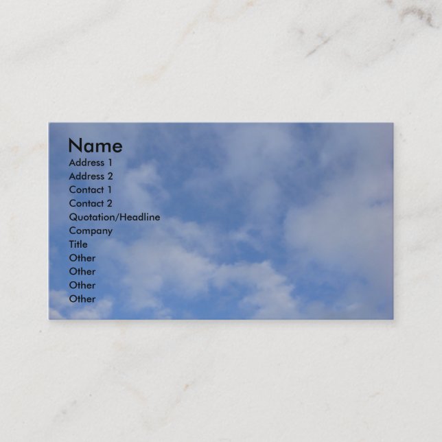 Blue Sky Clouds Business Card (Front)