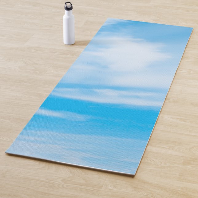 Blue Sky Clouds Creative Design Fitness Template Yoga Mat (In Situ)