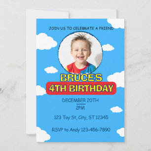 Blue Sky & Clouds Friend Birthday Invitation