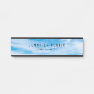 Blue Sky Clouds Modern Simple Elegant Template Door Sign