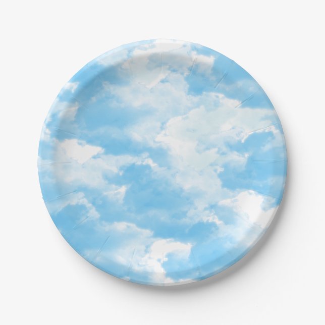 Blue Sky Clouds Paper Plate (Front)