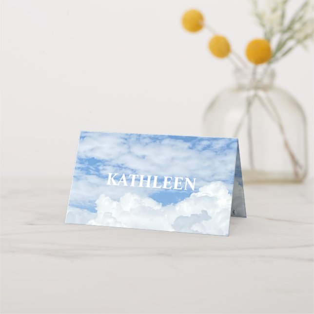 BLUE SKY CLOUDS PHOTO PLACE CARD (Front)