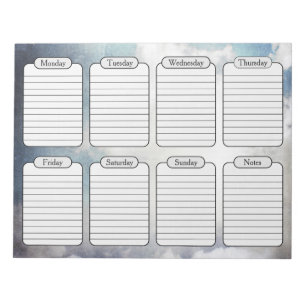 Blue Sky & Clouds Weekly Planner Tear Away Notepad
