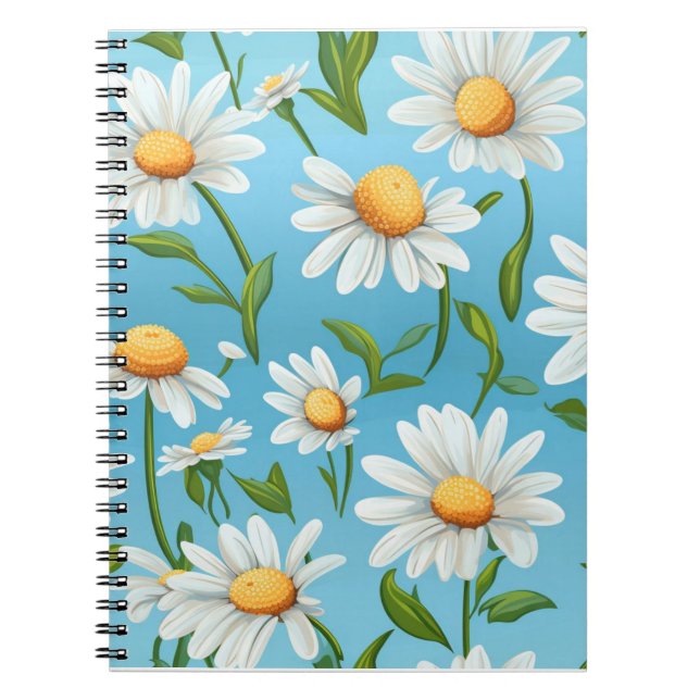 Blue Sky Daisy Spiral Notebook (Front)