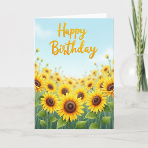 Blue Sky Field Birthday Card