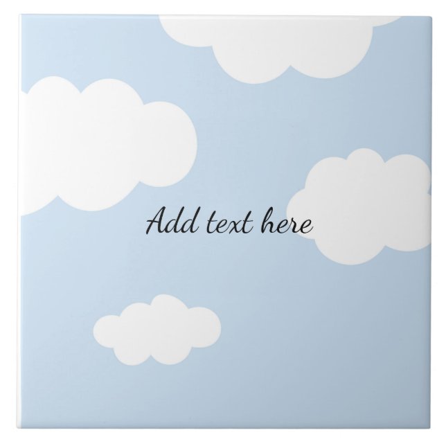 Blue Sky, Fluffy White Clouds Template Ceramic Tile (Front)