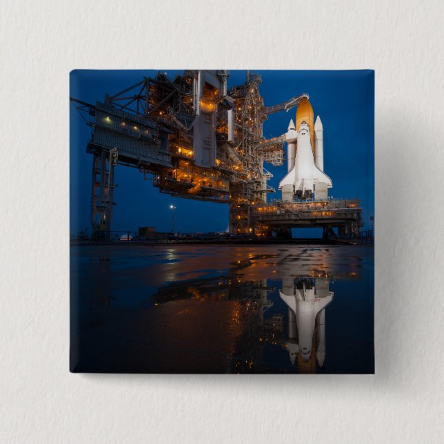 Blue Sky for Space Shuttle Atlantis Launch 15 Cm Square Badge (Front)