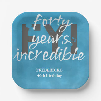 Blue Sky Forty Years Incredible 40th Birthday Paper Plate