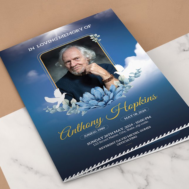 Blue Sky Funeral Program Template (Creator Uploaded)