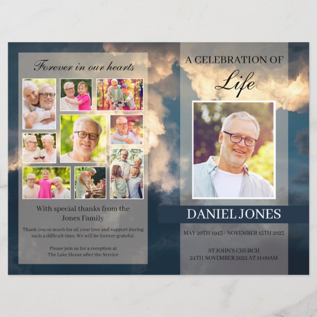 Blue Sky Funeral Program Template (Front)