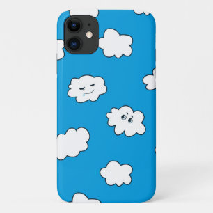 Blue Sky Funny Cartoon Clouds iPhone 11 Case
