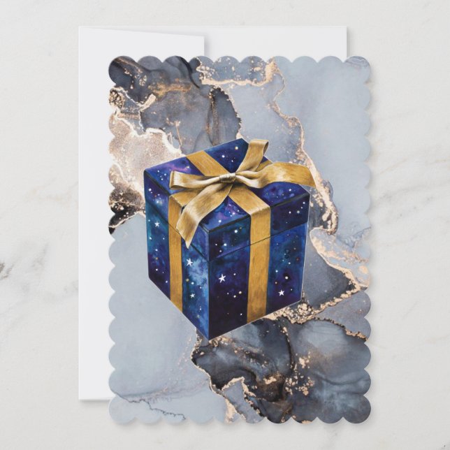 Blue sky gift box b birthday invitation (Front)