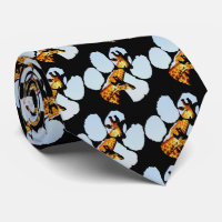 Blue Sky Giraffes Footprint Neck Tie