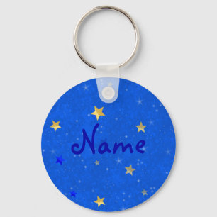 Blue Sky Golden Stars Key Ring