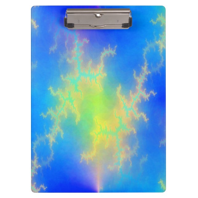 Blue Sky & Golden Yellow Lightning Bolts Clipboard (Front)