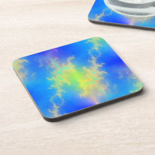 Blue Sky & Golden Yellow Lightning Bolts Coaster