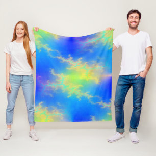 Blue Sky & Golden Yellow Lightning Bolts Fleece Blanket