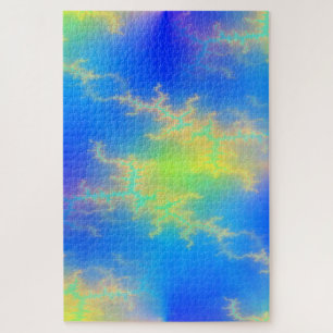 Blue Sky & Golden Yellow Lightning Bolts Jigsaw Puzzle