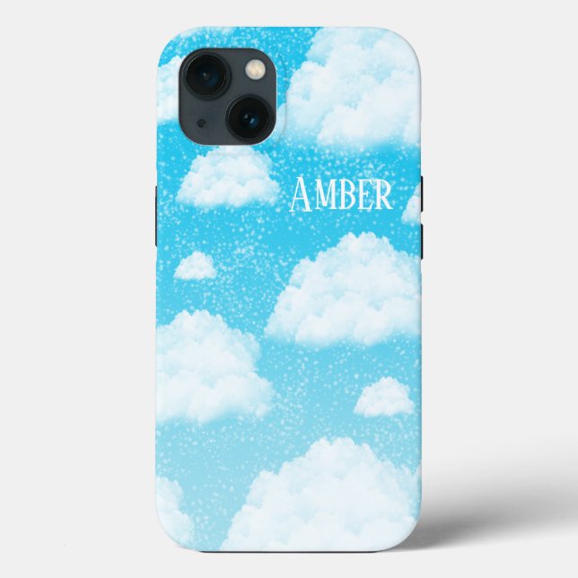 Blue Sky Gradient White Clouds Personalised Case-Mate iPhone Case (Back)