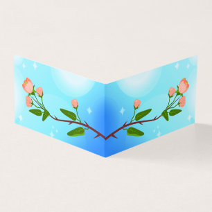 Blue sky gradient with blooming spring branch