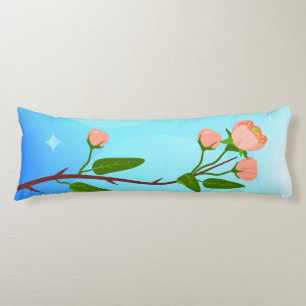 Blue sky gradient with blooming spring branch body cushion