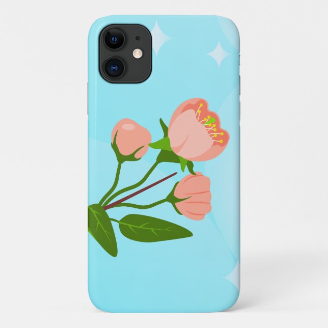 Blue sky gradient with blooming spring branch  Case-Mate iPhone case (Back)