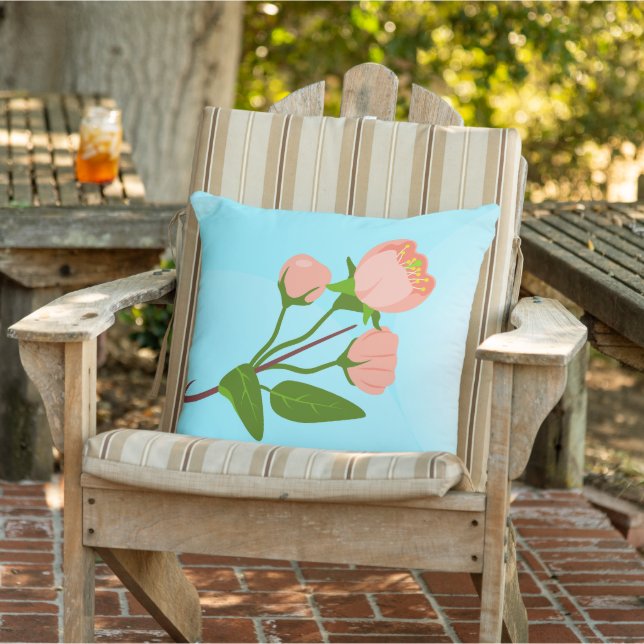 Blue sky gradient with blooming spring branch  cushion (Chair)