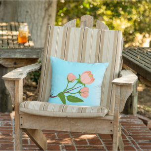 Blue sky gradient with blooming spring branch  cushion