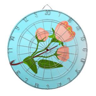 Blue sky gradient with blooming spring branch dartboard