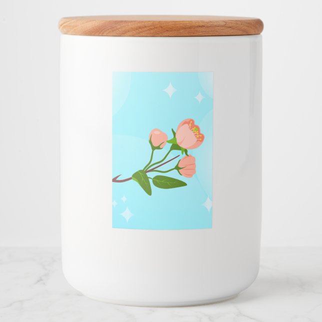 Blue sky gradient with blooming spring branch  food label (Front)