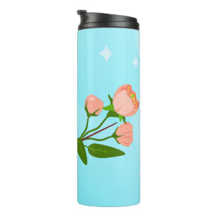 Blue sky gradient with blooming spring branch thermal tumbler