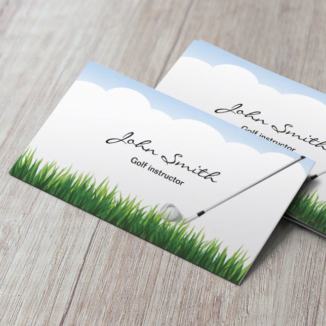 Blue Sky & Grass Golf instructor Business Card (Creator Uploaded)