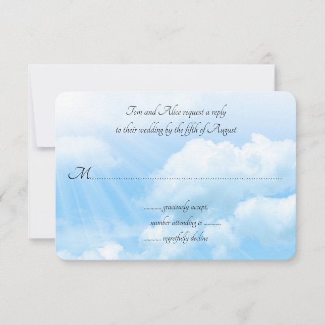 Blue Sky Guest Count Wedding RSVP Cards (Front)