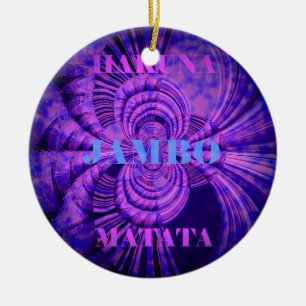 Blue Sky Hakuna Matata Kenya Giraffe  Woven Art  C Ceramic Tree Decoration