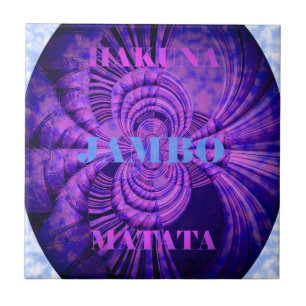 Blue Sky Hakuna Matata Kenya Giraffe Woven Art C Tile