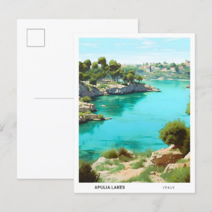 Blue Sky in Apulia Lakes Italy Vintage Travel Postcard