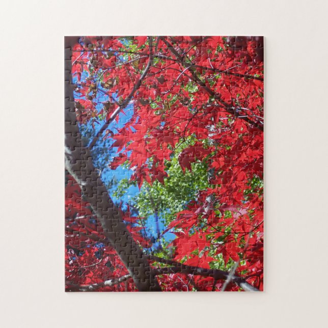 Blue Sky in Autumn Puzzle Gift Fall Maple Leaves (Vertical)