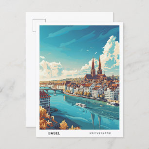 Blue Sky in Basel Switzerland Vintage Travel Postcard