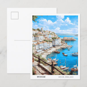 Blue Sky in Brixham Devon England Vintage Travel Postcard