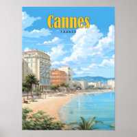 Blue Sky in Cannes France Vintage Travel