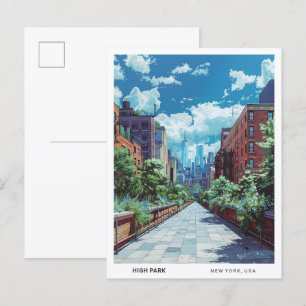 Blue Sky in High Park New York USA Vintage Travel Postcard