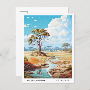 Blue Sky in Kruger National Park Vintage Travel  Postcard