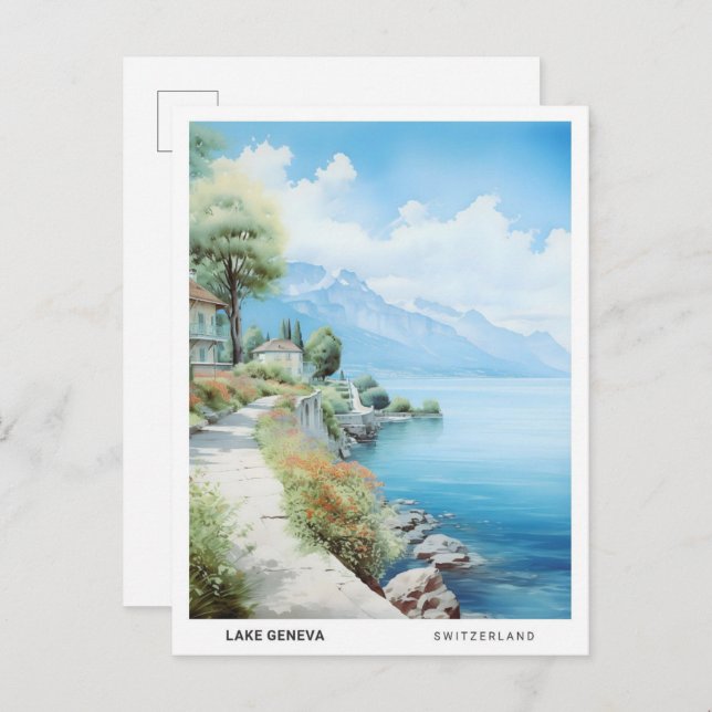 Blue Sky in Lake Geneva Switzerland Travel  Postcard (Front/Back)