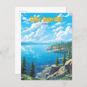 Blue Sky in Lake Superior Canada Vintage Travel  Postcard