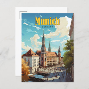 Blue Sky in Munich Germany Vintage Travel  Postcard