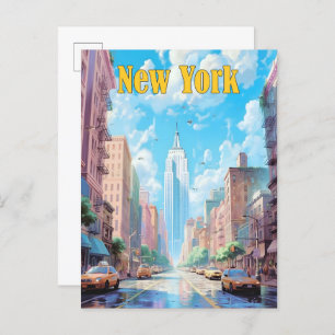 Blue Sky in New York USA Vintage Travel  Postcard