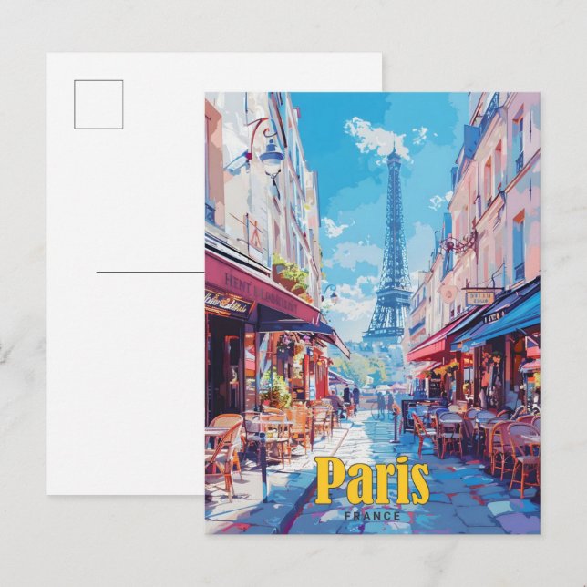 Blue Sky in Paris France Vintage Travel  Postcard (Front/Back)