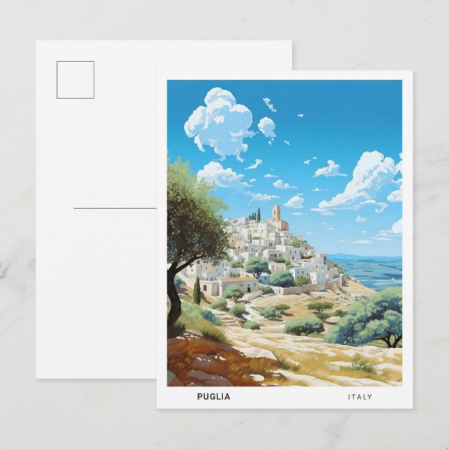 Blue Sky in Puglia Italy Vintage Travel  Postcard (Front/Back)