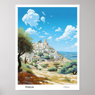 Blue Sky in Puglia Italy Vintage Travel Poster