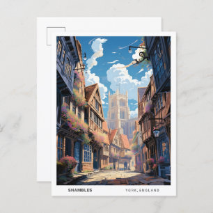 Blue Sky in Shambles York England Vintage Travel Postcard